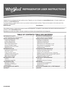 Mode d’emploi Whirlpool WRF555SDHW Réfrigérateur combiné