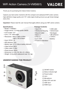 Manual Valore V-VMS601 Action Camera