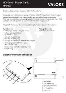 Handleiding Valore PB03 Mobiele oplader