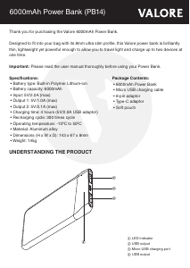 Handleiding Valore PB14 Mobiele oplader