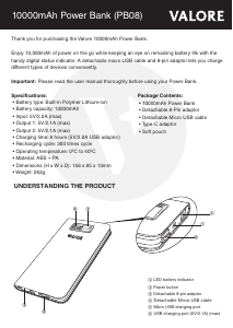 Handleiding Valore PB08 Mobiele oplader