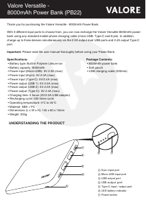 Handleiding Valore PB22 Mobiele oplader