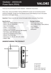 Handleiding Valore PB16 Mobiele oplader