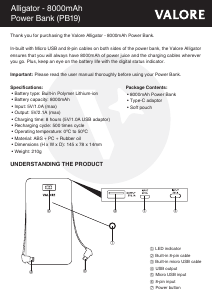 Handleiding Valore PB19 Mobiele oplader