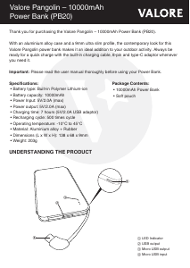 Handleiding Valore PB20 Mobiele oplader