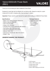 Handleiding Valore PB011 Mobiele oplader