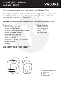 Handleiding Valore BTi34 Koptelefoon