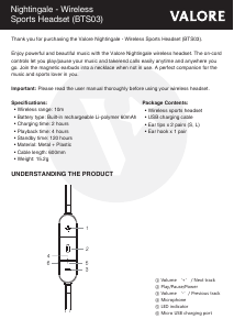 Manual Valore BTS03 Headphone