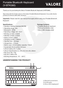 Handleiding Valore V-BTK380 Toetsenbord