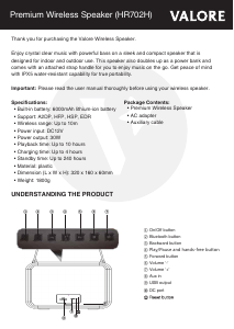 Handleiding Valore HR702H Luidspreker