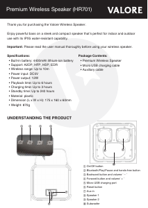 Handleiding Valore HR701 Luidspreker