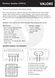 Manual Valore HR910 Speaker