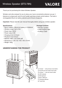 Handleiding Valore BTS-78N Luidspreker