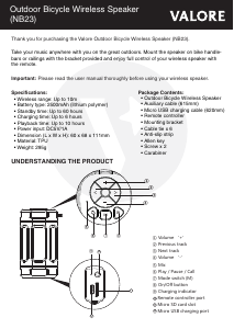 Handleiding Valore NB23 Luidspreker