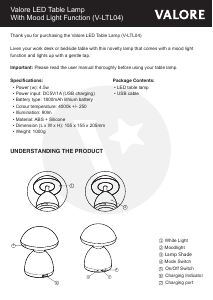 Handleiding Valore V-LTL04 Lamp