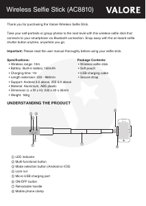 Handleiding Valore AC8810 Selfiestick