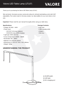 Handleiding Valore LTL07 Lamp