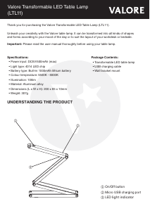 Handleiding Valore LTL11 Lamp