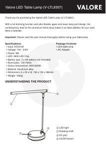 Manual Valore V-LTL9307 Lamp