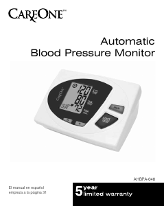 Manual CareOne AHBPA-040 Blood Pressure Monitor