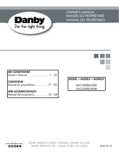 Mode d’emploi Danby DAC250EB2WDB Climatiseur