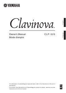 Mode d’emploi Yamaha Clavinova CLP-525 Piano numérique