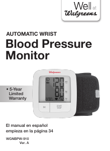 Manual Walgreens WGNBPW-910A Blood Pressure Monitor