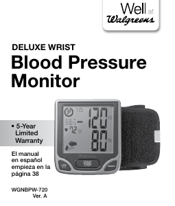 Manual Walgreens WGN-BPW-720 Blood Pressure Monitor