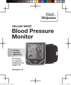 Manual Walgreens WGNBPW-720 Blood Pressure Monitor