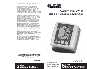 Manual Health Plus BPW-040HP Blood Pressure Monitor