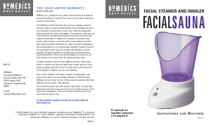 Manual Homedics FAC-1 Facial Sauna