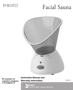 Manual de uso Homedics FAC-2 Sauna facial