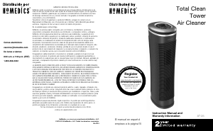 Manual de uso Homedics AT-25 Purificador de aire