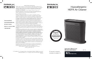 Manual Homedics AF-75 Air Purifier