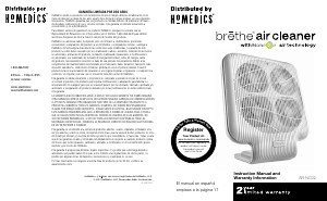 Manual de uso Homedics AR-NC02 Purificador de aire