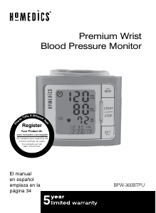 Manual Homedics BPW-360BTPU Blood Pressure Monitor