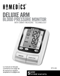 Manual Homedics BPA-065 Blood Pressure Monitor