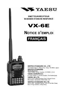 Mode d’emploi Yaesu VX-6E Talkie-walkie