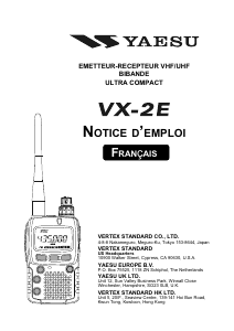 Mode d’emploi Yaesu VX-2E Talkie-walkie