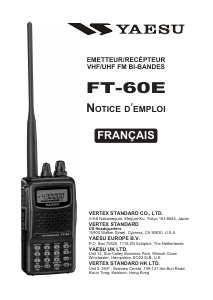 Mode d’emploi Yaesu FT-60E Talkie-walkie