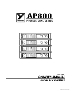 Mode d’emploi Yorkville AP800 Amplificateur