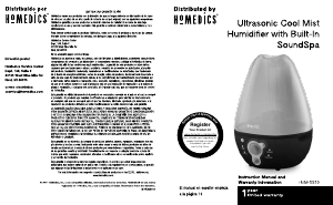 Manual de uso Homedics HUM-SS10 Humidificador