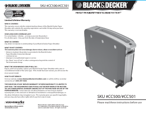 Manual Black and Decker CC500 Paper Shredder