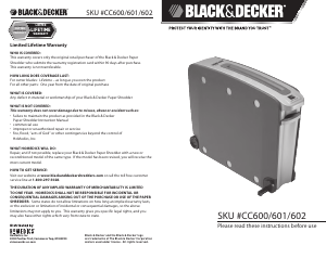 Manual Black and Decker CC600 Paper Shredder