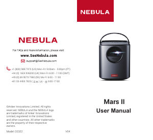 Manual de uso Nebula D2322 Mars II Proyector