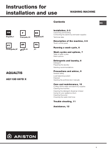 كتيب غسالة ملابس AQ113D 697D X EX Ariston