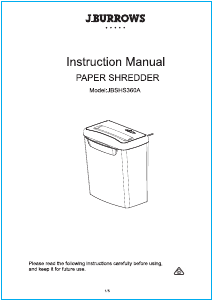Manual J.Burrows JBSHS360A Paper Shredder