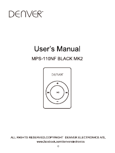 Instrukcja Denver MPS-110NFBLACKMK2 Odtwarzacz Mp3
