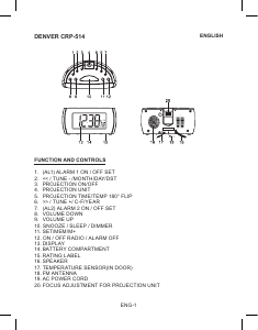 Manual Denver CRP-514 Alarm Clock Radio