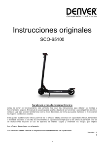 Manual de uso Denver SCO-65100 Patinete eléctrico